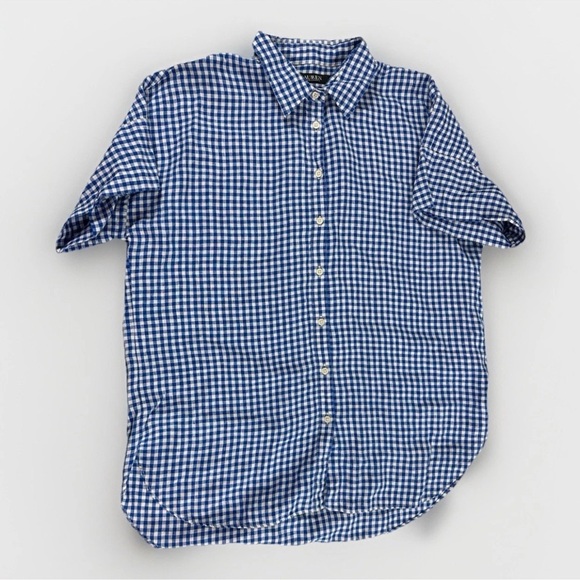 Polo Ralph Lauren Other - Lauren Ralph Lauren Shirt Mens Sz L Blue Plaid Linen Button Up Black Label